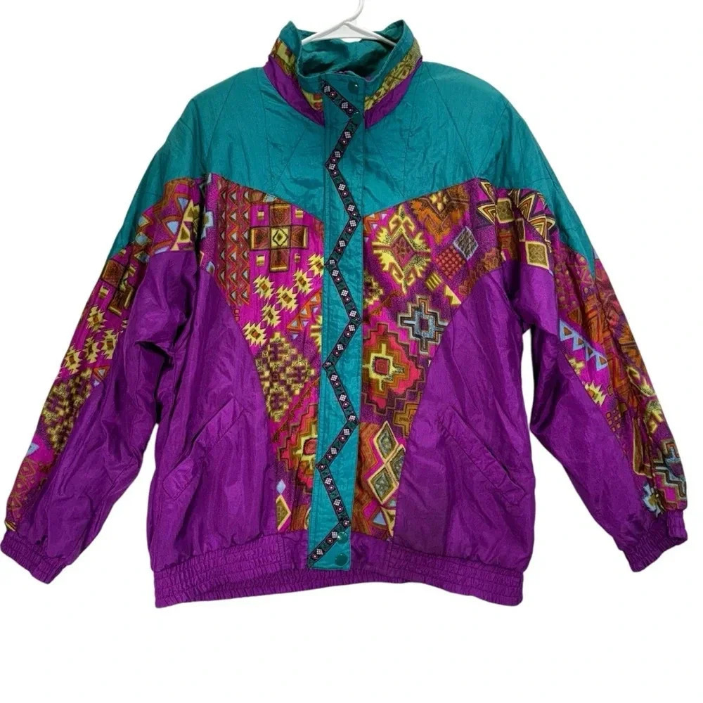 Women’s Vintage Lavon by Cheerful Corp Colorful Lightweight Jacket. Size L